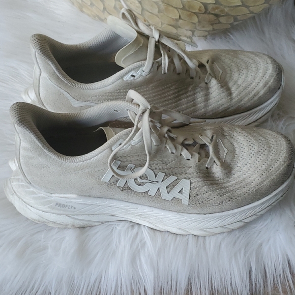 Hoka Shoes - Hoka One One Mach5 Cream Athletic Shoes Lightweight Breathable Cushioned Sz 8.5B